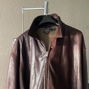100% genuine brown leather Ralph Lauren men’s jacket with lining